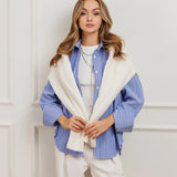 Women's Dress 2025 New Loose Large-Size Striped Women's Shirt Working Shirt Casual Long-Sleeved Shirt HZ0108