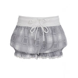 2025 Women's Ins Hot Girls Lotus Edge Girls Summer High-Waist Small Hot Babes Draw Rope Thin Flower Tidly Shorts Tide HZ0107