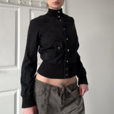 Autumn And Winter Solid Color Slimming Fashion Coat Women's Short-Term Waist Thin Black Collar Jacket HZ0107