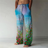 2025 Men's Trousers 3D Digital Printing Velvet Broad Leg Pants POD Set HZ0108