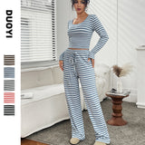 2025 Autumn And Winter New Multi-Level V-Neck Solid Color Long-Sleeved Lady T-Shirt HZ0108