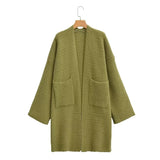 Autumn And Winter Coarse Needle Sweater Women's Double Pocket Korean Casual Lazy Wind Long Sweater Coat Cardigan Women Loose HZ0108