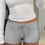 Simple Style Drawstring Low-Rise Basic Slack Trousers Hottie Sexy Tight Elastic Sweatpants HZ0107