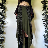 Green Wild Mists Retro Lace Half Dress Girl Ancient Mori Small Feeling Zipper Design A Word Long Dress Summer HZ0107