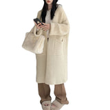 Autumn And Winter Coarse Needle Sweater Women's Double Pocket Korean Casual Lazy Wind Long Sweater Coat Cardigan Women Loose HZ0108