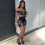 2025 Explosion Sexy Shoulder Long-Sleeved Umbilly Umbilly Umbilly Umbilly Muslin Mesh Repair Shorts Cover HZ0108