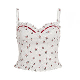 Women's Spice Girls Sexy Fashion Two-Sleeve Set Summer Sleeveless Broken Flower Suspension Clothing Low-Waist Short Dress Tide HZ0107