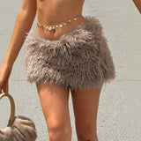 2025 Autumn Ins Street Personality Solid Color Hair Dress Dress Design Low-Waisted Babes Half-Dressed HZ0107