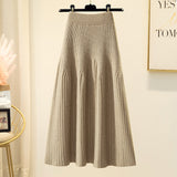 Thick Knitted Skirt Women's Autumn And Winter Women's Shading Crotum Long Yarn Dress With A-Shaped Skirt HZ0108