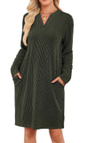 TK2025 Autumn And Winter New Loose V-Neck Pocket Leisure Long-Sleeved Home Dress HZ0108