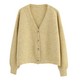 Autumn 2025 New Loose Retro Knitted Cardigan Women Lazy Wind Gentle Short Sweater Coat Wear HZ0108