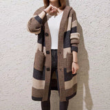 Lazy Wind Loose Coarse Wool In Long Hooded Coarse Knitted Cardigan Women's 2025 Autumn Women's Sweater Coat HZ0108