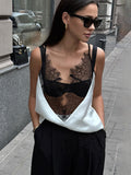 High-End Lace Spliced With Ribbon Slings Sexy Bumpy Vest Pure Pajamas Loose Blouse HZ0108