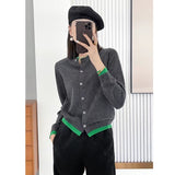 Design Sense Of The Color Collar Knitted Cardigan 2025 Spring And Autumn French Style Color Show Thin Women's Clothing Two HZ0108