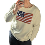 Autumn And Winter New Loose Round Collar Collar Collar Base Sweater Women Pick Up Simple British Style Flag Top HZ0107