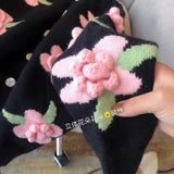 Spring And Autumn 2025 New Knitted Cardigan Women's Heavyweight Three-Dimensional Flowers Hit The Loose Fashion Sweater Jacket Tide HZ0108