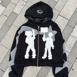 Y2K Trendy Fashion High Street Personality Hip-Hop Hoodie Men's And Women's Letter Sticker Cloth Jacket HZ0108