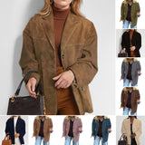 2025 Autumn And Winter Women's Brown Loose Pocket Long-Sleeved Blazer Women's Suit Casual HZ0108