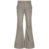 Design-Sensitive Pocket Slim Thin Flare Jeans Babes Street Fashion Retro Low-Rise Casual Pants HZ0108