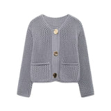Autumn/Winter 2025 New Women's Solid-Color Casual Fashion Coarse Knit Long-Sleeved Sweater Cardigan Jacket HZ0108