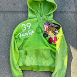 Autumn Jacket New Fashion Loose Cardigan Personality Street Wind High Street Hooded Zipper Jacket Jacket HZ0108