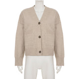 Lazy Wind Leisure Comfortable And Thin Set Woolen Bunny Commuting Cardigan + Pure Color Bag Ass Half Skirt HZ0108