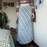 New Blue Retro Lattice Splicing High-Waisted Hip Straight Skirt Hottie Sexy Body Dress Girl HZ0107