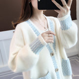 Autumn Dress 2025 New Explosion Of Women's Sweater Loose Outer Wear Knitted Cardigan Early Autumn Marinade Velvet Coat HZ0108