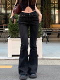 Personality Trend Casual Striped Flared Pants Relaxation Comfortable Basic Straight Pants HZ0108