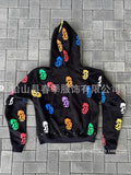 Y2K Letter Digital Print Zipper Hoodie Set Loose Sweater Retro Street Hop Style HZ0108