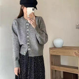Spring And Autumn Bow Pearl Button Sweater Women's High Sense Korean Casual Gentle Wind Knitted Shirt Coat HZ0108