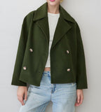 2025 Autumn New Women's Fashion Temperament Commuter Double Buckle Short Hair Coat HZ0108