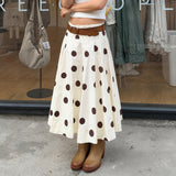 French Retro Wave Point Printing High-Waist Thin Half Skirt 2025 Autumn Salt Hepburn Style Fashion Long Dress Girl HZ0107