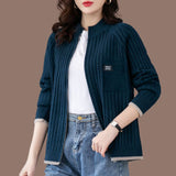 Knitted Cardigan Women's Coat 2025 Spring And Autumn Women's Clothing With Loose Gas Long-Sleeved Casual Zipper Sweater HZ0108