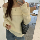 One-Word Shoulder-To-Shoulder Knitted Women's Clothing Autumn And Winter 2025 New High-End Feeling Wearing A Sweater Women's Bottom HZ0108