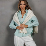 Women's Dress 2025 New Loose Large-Size Striped Women's Shirt Working Shirt Casual Long-Sleeved Shirt HZ0108