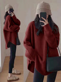 Medium And Long Sweater Women's New Autumn And Winter Gentle Lazy Wind High-End Sense French Knitted Bottom Shirt Inside The Top HZ0108