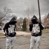 Y2K Flame Letter Print Street Casual Trend Cardigan Jacket Men And Women Loose Hoodie HZ0108