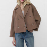 2025 Autumn New Women's Fashion Temperament Commuter Double Buckle Short Hair Coat HZ0108