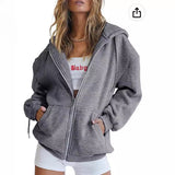 Women's Cute Hoodie Teen Girl Autumn Jacket Oversized Sweatshirt Casual Drawstring Dress Zipper Thick HZ0108
