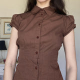 New Waist-Skinny Collar Shirt Street Hot Girl With Lace Wrinkles Top 2025 Summer HZ0107