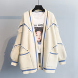 2025 Autumn And Winter Women's Version Of Loose Letter Thick Thick Knitted Cardigan In The Long Sweater Autumn Winter Coat Woman HZ0108
