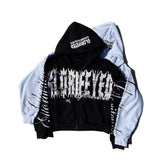 Personality Print Zipper Sweater Long Sleeve Hoodie Hoodie Retro Coat Street Trendy Y2k HZ0108