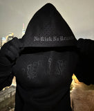 2025 Men's Print Dark Hot Diamond Black Series Youth Leisure Trend Long-Sleeved Hooded Jacket HZ0108