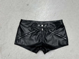 Sexy Babes Style Slimish Low-Rise Leather Zipper Shorts New Personality Trend Hot Pants HZ0108
