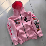 Ins3d Print Zippered Sweater Long-Sleeved Hoodie Retro Coat Street Trendy Y2k HZ0108