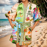 2025 New Casual Fashion Print Shirt Cardigan Temperament Dress HZ0108