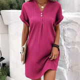 Women's 2025 New V-Neck Solid Color Jacket Comfortable Casual Button Dress Women HZ0108