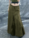 Vintage Green Lace Spliced Low-Rise Half-Slener Heavyweight Zip-And-Dragging A-Dress Slimmed-Down Skirt HZ0108