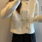 Small Fragrant French Retro Double-Bronched Sweater Coat Women's Spring And Autumn High-End Famous Temperament Knitted Cardigan Women's Clothing HZ0108